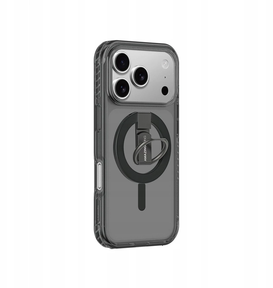 AmazingThing Titan Pro Grip Ring Set dėklas skirtas Apple iPhone 17 Pro Max suderinamas su MagSafe – juodos spalvos