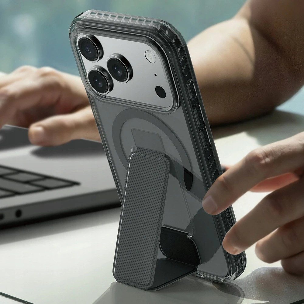 AmazingThing Titan Pro Holder dėklas skirtas Apple iPhone 17 Pro Max suderinamas su MagSafe – juodos spalvos