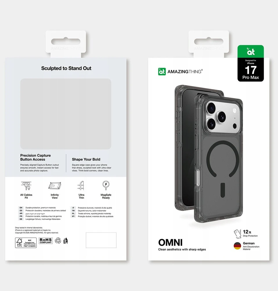 AmazingThing Titan Pro dėklas skirtas Apple iPhone 17 Pro Max suderinamas su MagSafe – juodos spalvos