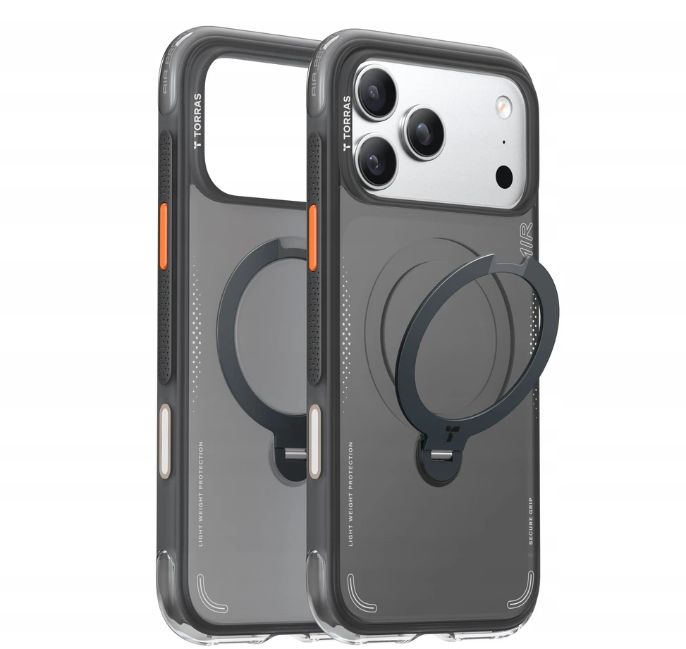 Dėklas TORRAS Ostand Spin Air - etui do iPhone 17 Pro Max kompatybilne su MagSafe (shadow juodas)