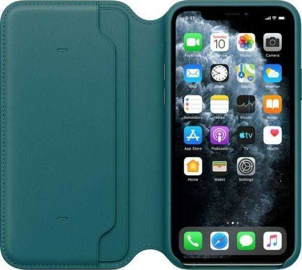 iPad Odinė „Folio“ tipo atverčiama dėžutė, skirta iPhone 11 Pro – Peacock