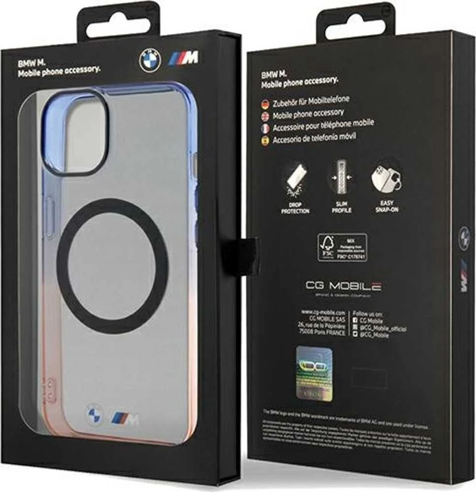 Dėklas BMW BMHMP15MHTGE Apple iPhone 15 Plus 14 Plus 6.7″ pilkas kietas dėklas Gradient Bumper MagSafe