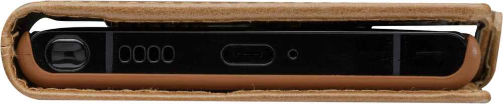 Dėklas D Bramante Lynge - Flip-Hulle fur Mobiltelefon - skóra su fakturą - Hellbraun - fur Samsung Galaxy S22 Ultra