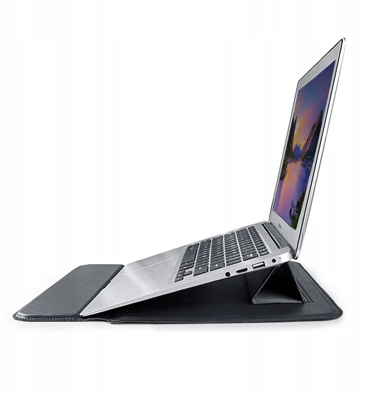 Devia nešiojamojo kompiuterio krepšys / MacBook dėklas Ultra-Thin 15,4” vandeniui atsparios PU odos, juodas