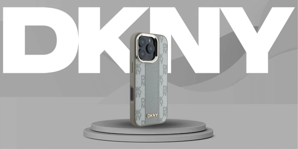 Dėklas DKNY Checkered Pattern Magsafe iPhone 16 Pro Case - rusvai gelsvas