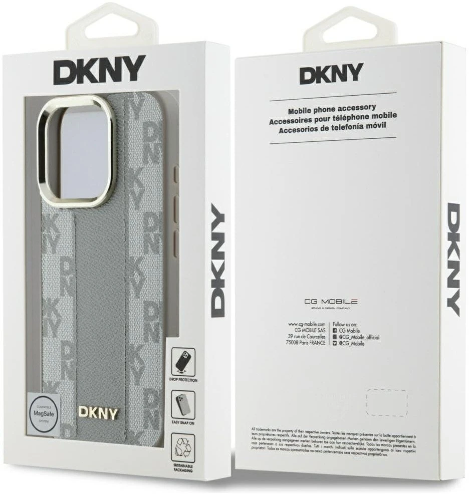Dėklas DKNY Checkered Pattern Magsafe iPhone 16 Pro Max Case - rusvai gelsvas