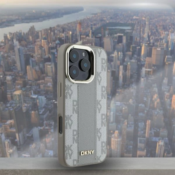Dėklas DKNY Checkered Pattern Magsafe iPhone 16 Pro Case - rusvai gelsvas