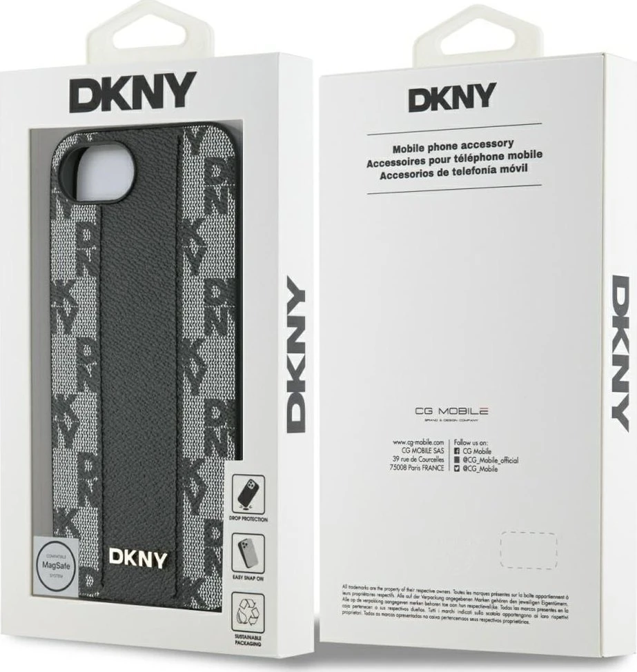 DKNY odinis languotas monofoninis dėklas MagSafe iPhone 16e - Juodas