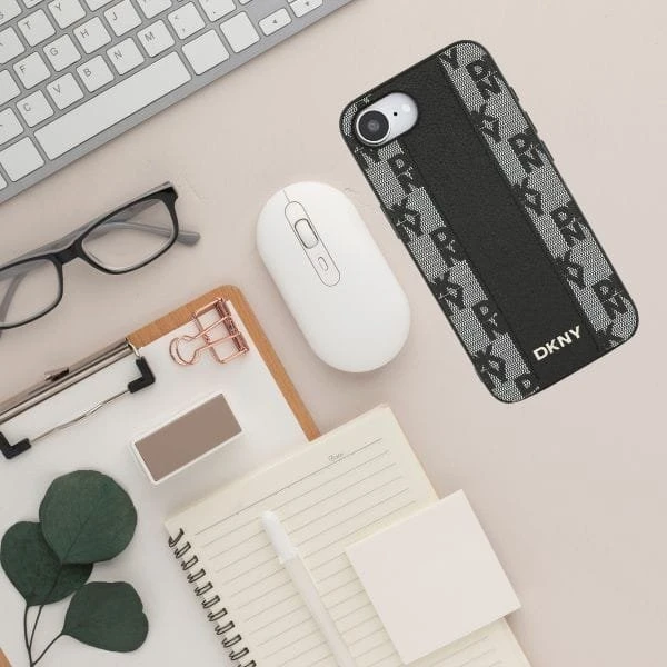DKNY odinis languotas monofoninis dėklas MagSafe iPhone 16e - Juodas