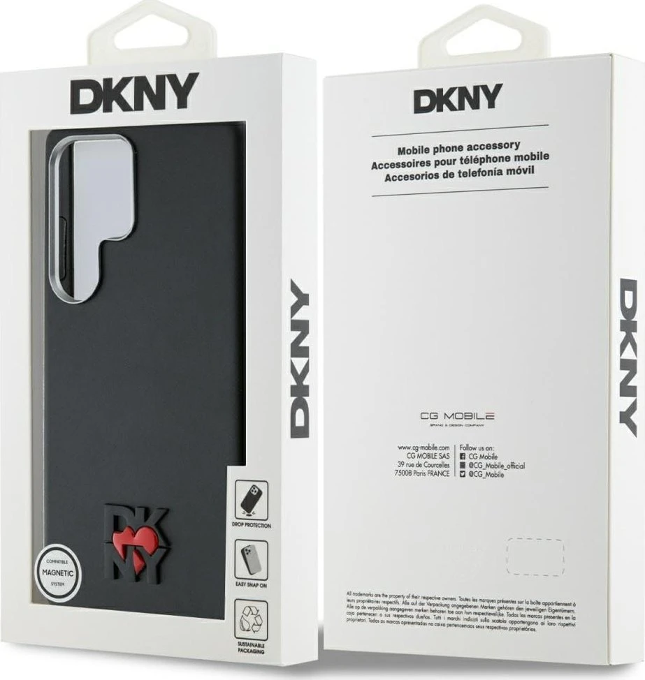 Dėklas DKNY Leather Heart of NY for Samsung Galaxy S25 Ultra juodos spalvos