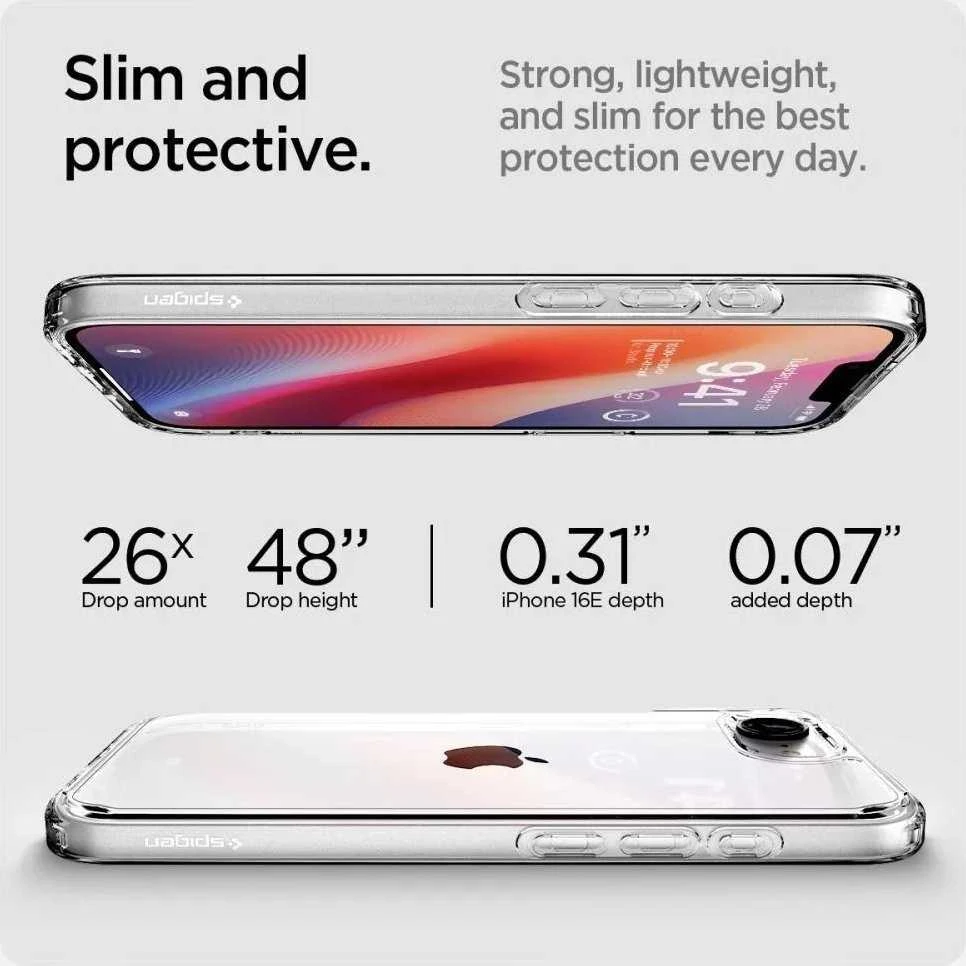 Spigen Ultra Hybrid iPhone 16e dėklas – skaidrus