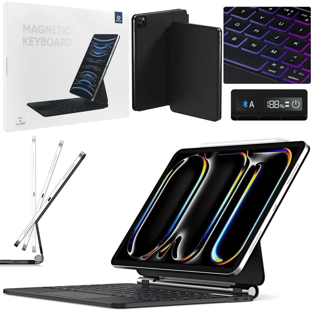 Dux Ducis Keyboard (MK Series) Dėklas with Bluetooth Keyboard skirtas iPad Pro 11″ 2024 – juodos spalvos