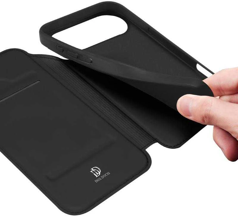 Dux Ducis Skin Pro dėklas skirtas Apple iPhone 17 Air su Flip and Card Slot – juodos spalvos