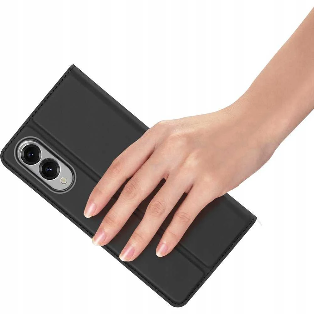 Dux Ducis Skin Pro dėklas skirtas Samsung Galaxy S25 Edge su Flip ir Card Slot - juodos spalvos