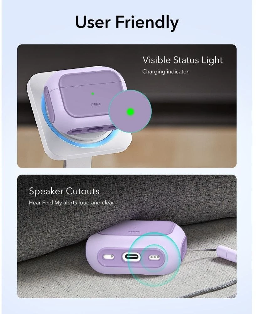 ESR Orbit Halolock MagSafe dėklas, skirtas AirPods Pro - violetinė