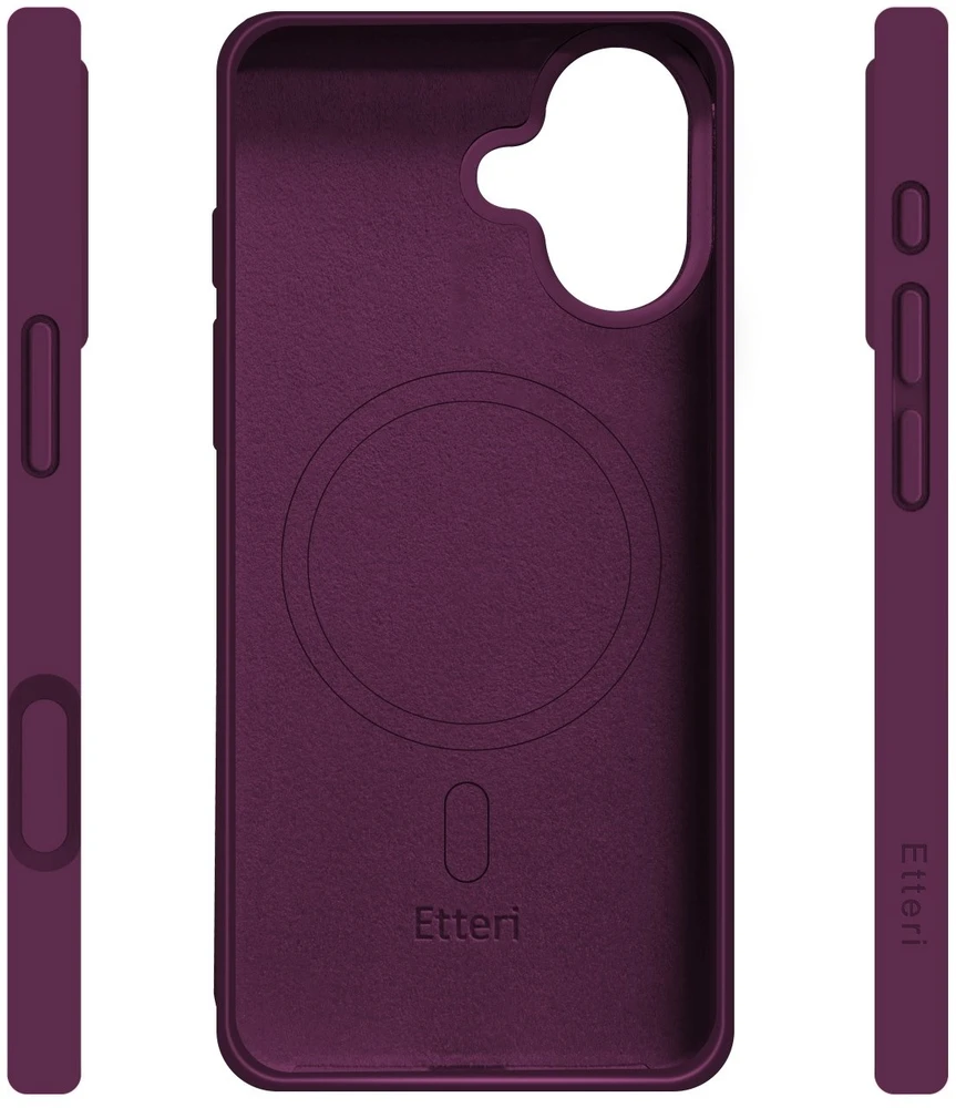 Etteri silikoninis Mag dėklas, skirtas iPhone 16 6,1", tamsios vyšnios spalvos