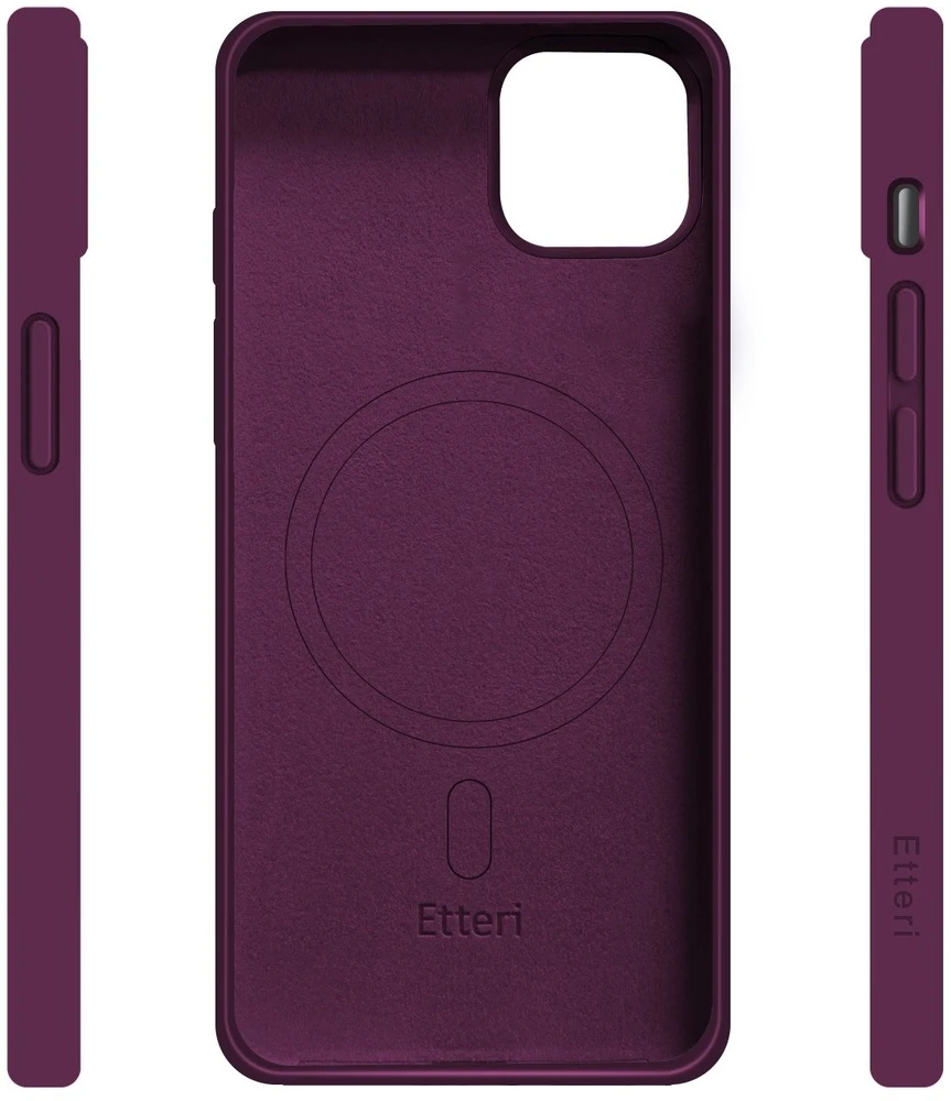 Etteri silikoninis Mag dėklas, skirtas iPhone 15 Pro 6,1" tamsios vyšnios spalvos
