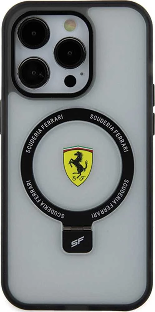 Ferrari FEHMP15LUSCAH Apple iPhone 15 Pro 6.1″ skaidrus kietas dėklas Ring Stand 2023 Collection MagSafe