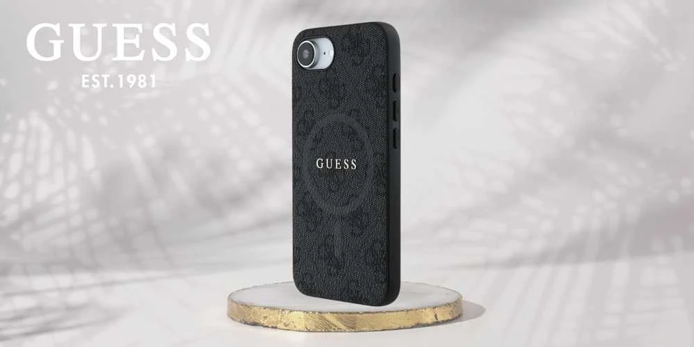 GUESS dėklas skirtas Apple iPhone 16e (SE 4 2025) suderinamas su MagSafe GUHMPSE4G4GFRK (PU 4G Ring Classic Logo) juodos spalvos