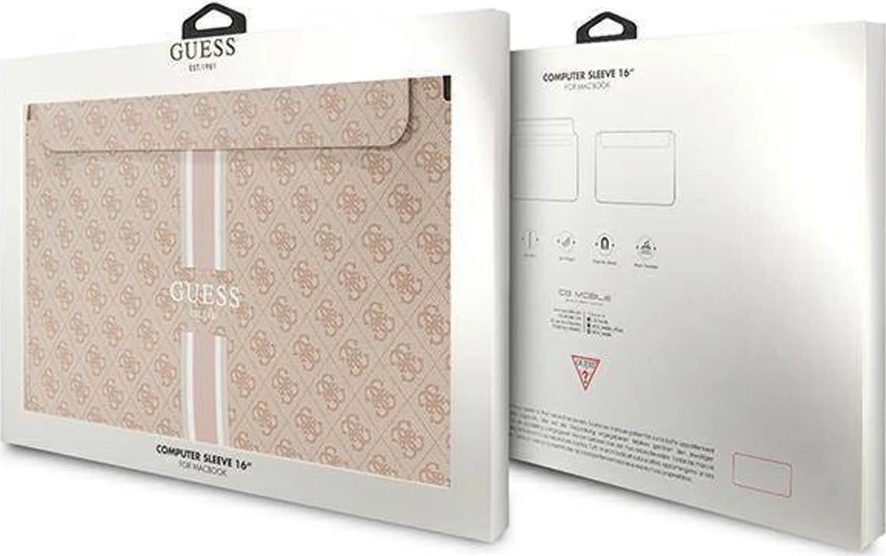 Krepšys kompiuteriui 16" Guess įmautė kompiuteriui 4G Printed Stripes (GUCS16P4RPSP) rožinės spalvos