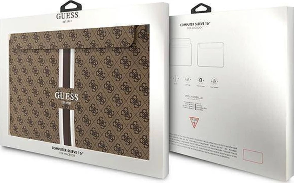 Guess Dėklas kompiuteriui GUCS16P4RPSW 16″ rudos spalvos 4G Printed Stripes