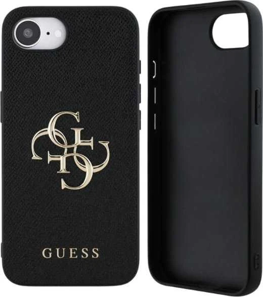 GUESS dėklas skirtas Apple iPhone 16e (SE 4 2025) GUHCPSE4PGT4MBK (PU Grained Big 4G and Classic) juodos spalvos