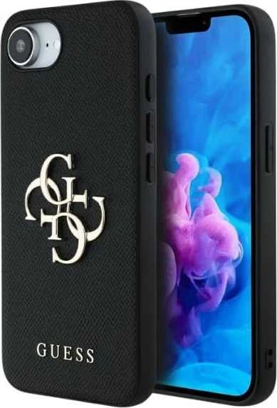 GUESS dėklas skirtas Apple iPhone 16e (SE 4 2025) GUHCPSE4PGT4MBK (PU Grained Big 4G and Classic) juodos spalvos