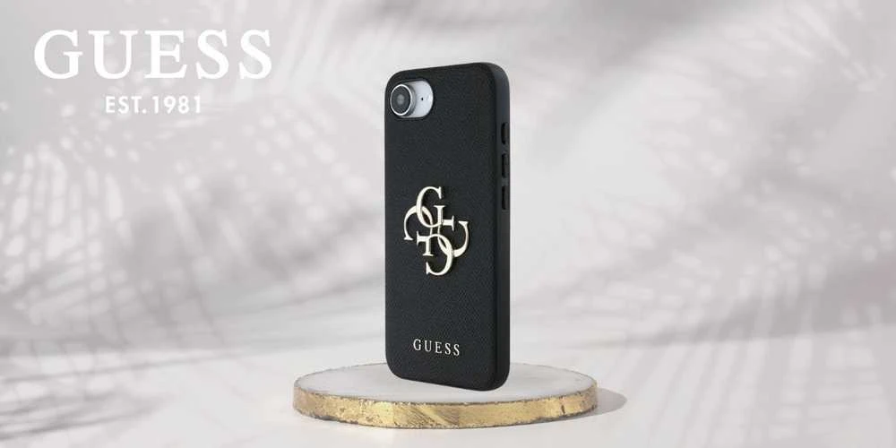 GUESS dėklas skirtas Apple iPhone 16e (SE 4 2025) GUHCPSE4PGT4MBK (PU Grained Big 4G and Classic) juodos spalvos