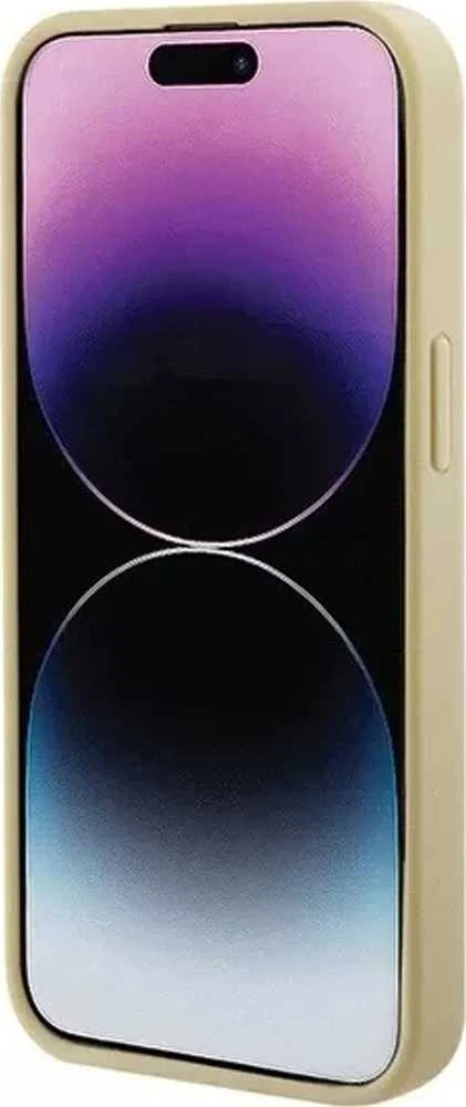 Guess GUHMP15MPSAHMCB Apple iPhone 15 Plus/ 14 Plus 6.7″ auksinis kietas dėklas Saffiano MagSafe