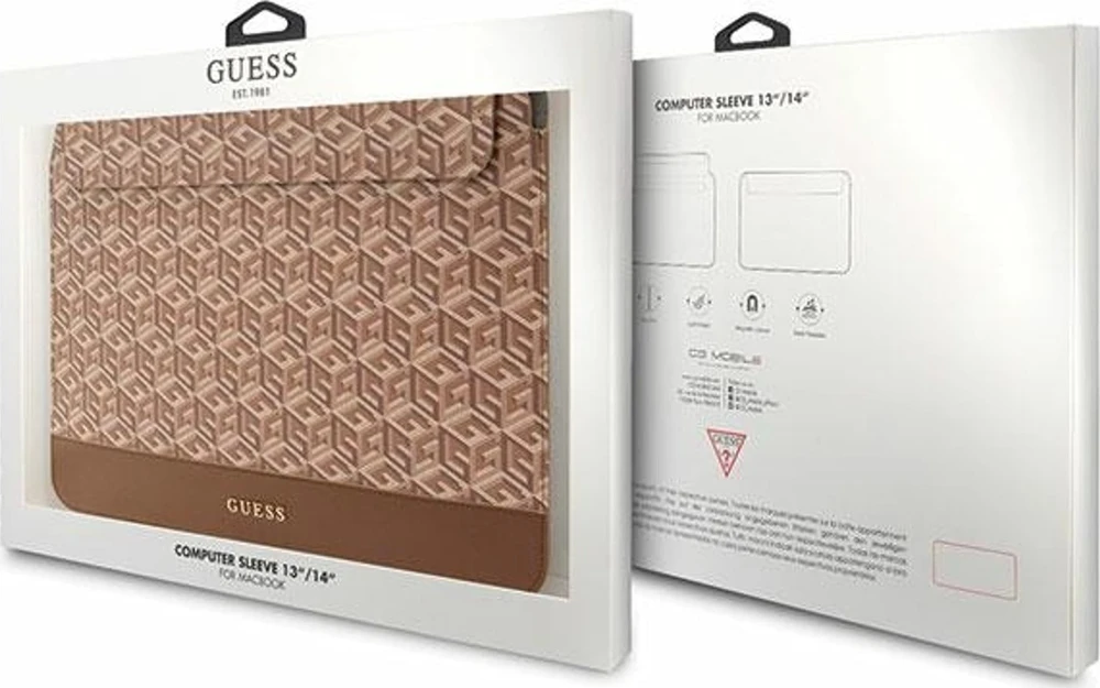 Guess Dėklas kompiuteriui GUCS14HGCFSEW 14″rudos spalvos GCube Stripes