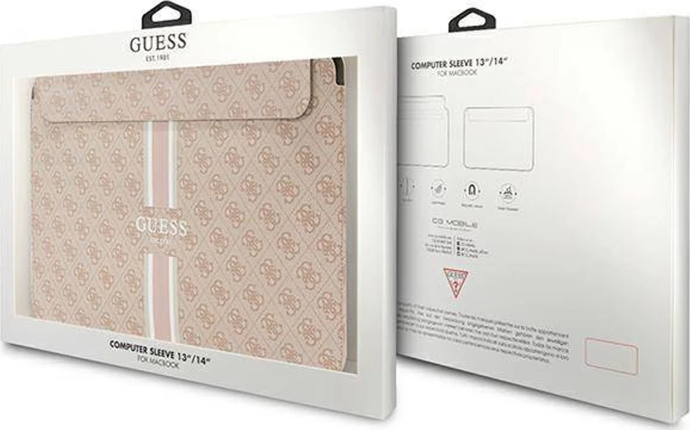 Guess Dėklas kompiuteriui GUCS14P4RPSP 14″ rožinės spalvos 4G Printed Stripes