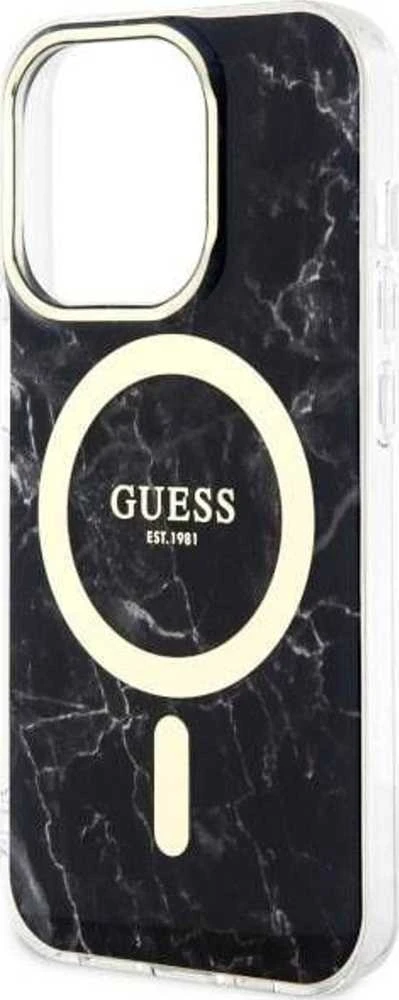 Guess GUHMP14XPCUMAK Apple iPhone 14 Pro Max 6.7″ juodos spalvos kietas dėklas Marble MagSafe