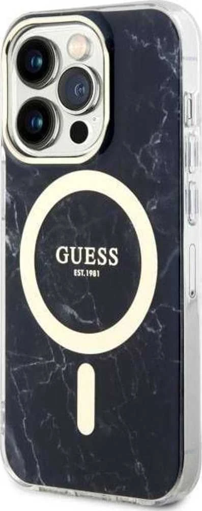 Guess GUHMP14XPCUMAK Apple iPhone 14 Pro Max 6.7″ juodos spalvos kietas dėklas Marble MagSafe