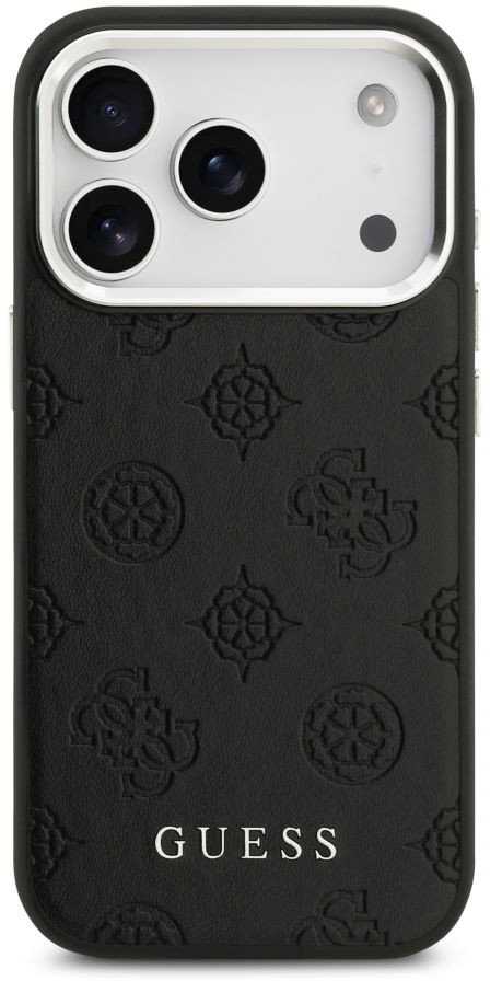 Guess Peony Hot Stamp Script MagSafe dėklas skirtas Apple iPhone 17 Pro Max Juodas