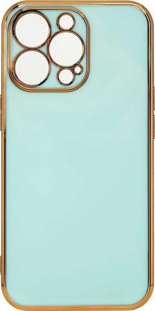 Hurtel Lighting dėklas skirtas iPhone 12 Pro Max, mėtų spalvos su auksniu rėmeliu