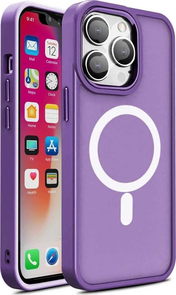Hurtel Magnetic Color Matte dėklas skirtas Apple iPhone 15 Plus – violetinės spalvos