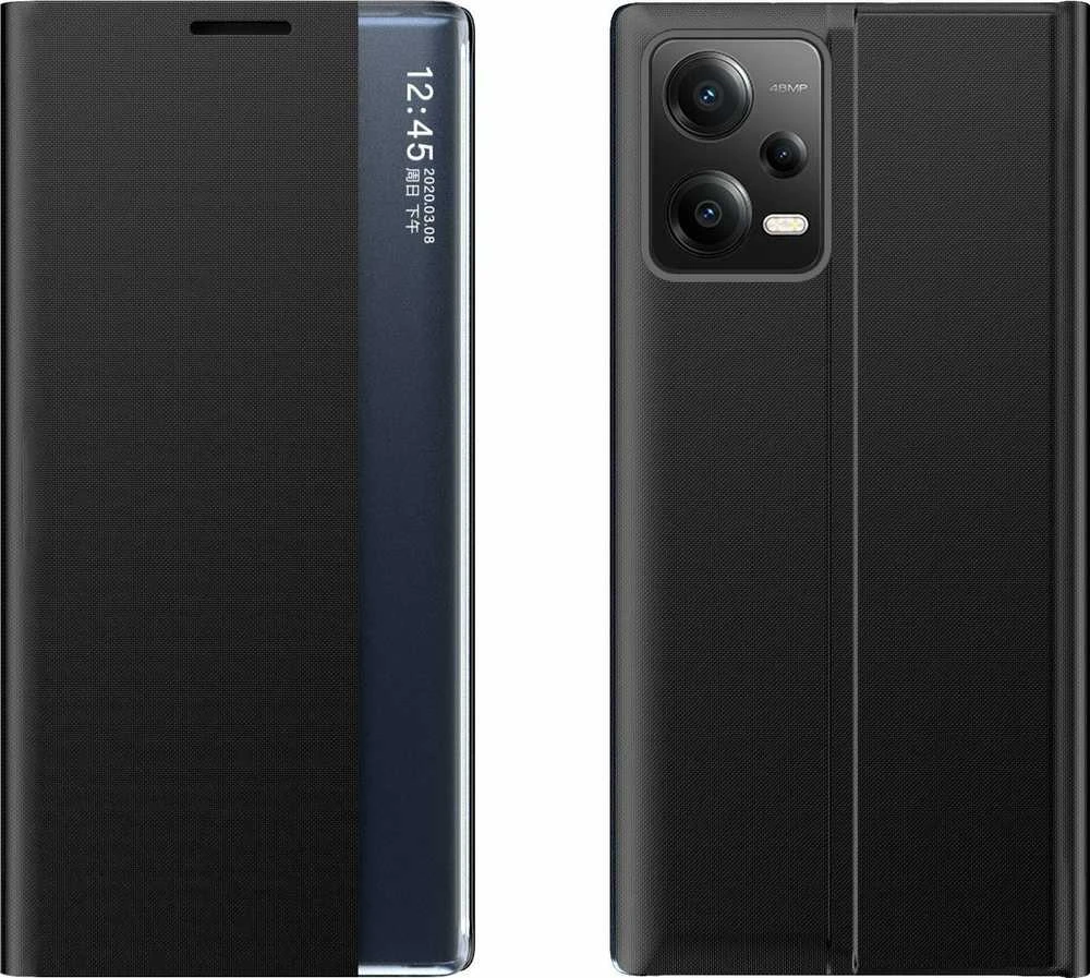 Hurtel Dėklas dangtelis su atvartu ir stovu Xiaomi Redmi Note 12 5G / Poco X5 5G New Sleep Case juoda