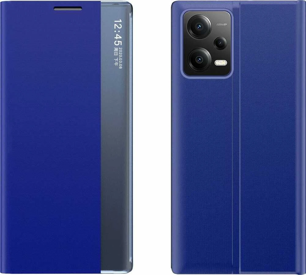 Hurtel Dėklas dangtelis su atvartu ir stovu Xiaomi Redmi Note 12 Pro+ New Sleep Case mėlyna