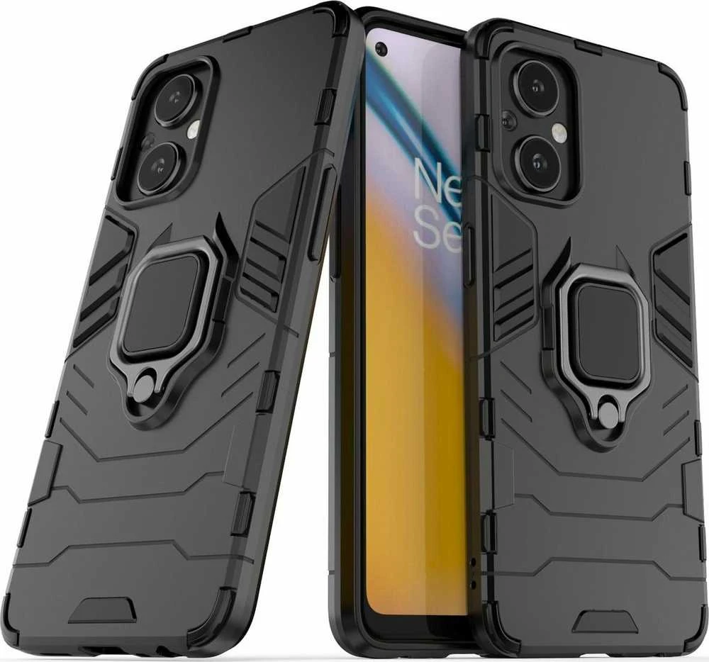Hurtel Ring Armor hibridinis dėklas + magnetinis laikiklis skirtas OnePlus Nord N20 5G, juodas