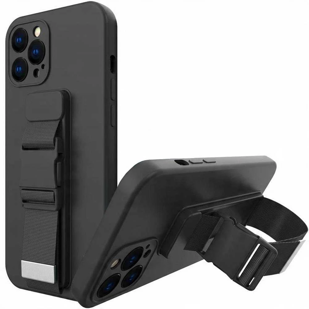 Hurtel Rope dėklas su dirželiu skirtas Samsung Galaxy A73, juodas