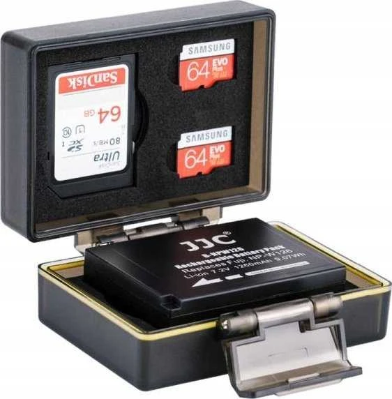 Dėklas - JJC BC NPW126 baterijų dėklas Fujifilm NP W126, SD ir Micro SD saugojimui