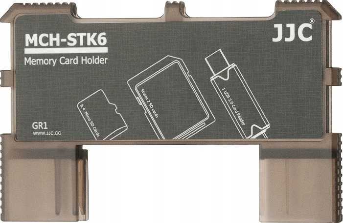 Atminties kortelės laikiklis - JJC MCH STK6GR 6 kortelių organizatorius su USB 3.0 skaitytuvu žalias