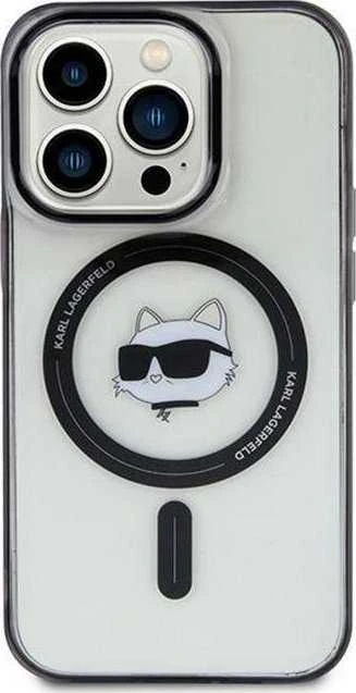 Karl Lagerfeld KLHMP15SHCHNOTK Apple iPhone 15/ 14 / 13 6.1″ skaidrus kietas dėklas IML Choupette`s Head Mag