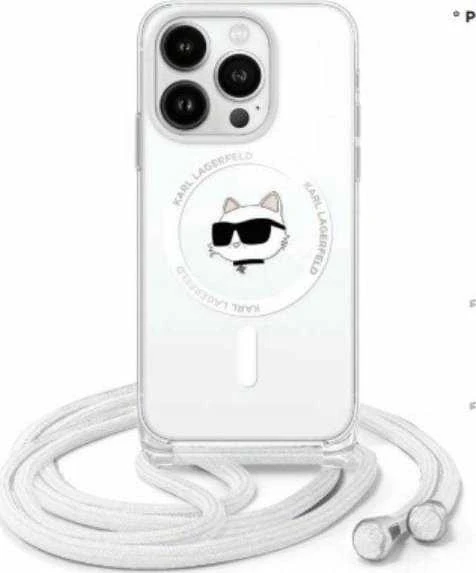 Karl Lagerfeld KLHMP16LHCCHNT Apple iPhone 16 Pro 6.3″ kietas dėklas skaidrus IML Choupette Head & Cord Mag