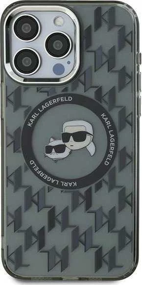 Dėklas Karl Lagerfeld KLHMP16LHMCKMHK Apple iPhone 16 Pro 6.3″ juodos spalvos IML Monogram Karl&Choupette Head MagSa