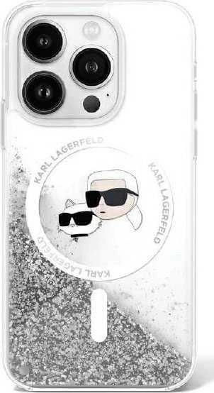 Karl Lagerfeld KLHMP16LLGKCSGH Apple iPhone16 Pro 6.3″ kietas dėklas skaidrus Liquid Glitter Karl&Choupette