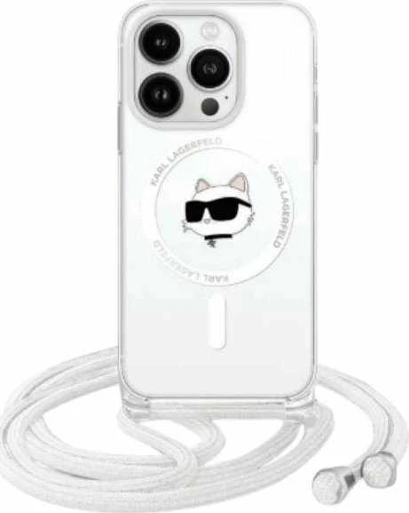 Karl Lagerfeld KLHMP16SHCCHNT Apple iPhone 16 6.1″ kietas dėklas skaidrus IML Choupette Head & Cord Magsafe