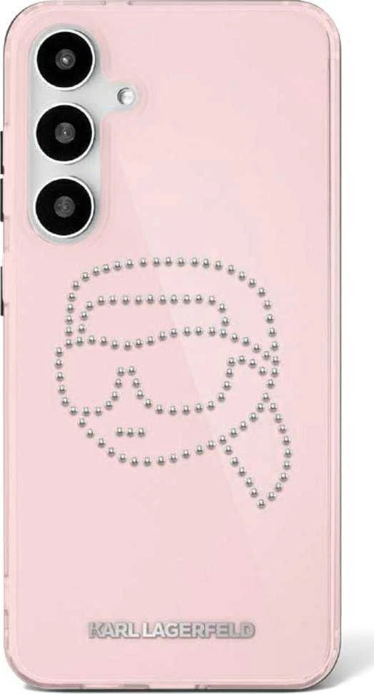 Dėklas Karl Lagerfeld Rhinestones K. Head Logo Samsung Galaxy S25 rožinės spalvos