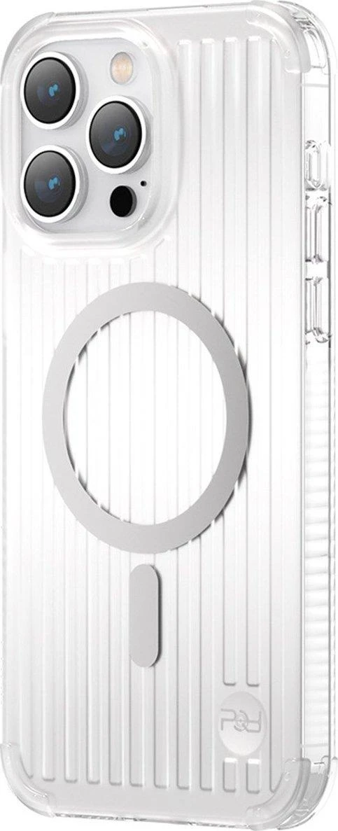 Kingxbar PQY Go Out Series magnetic Apple iPhone 14 Plus MagSafe dėklas telefonui sidabrinės spalvos