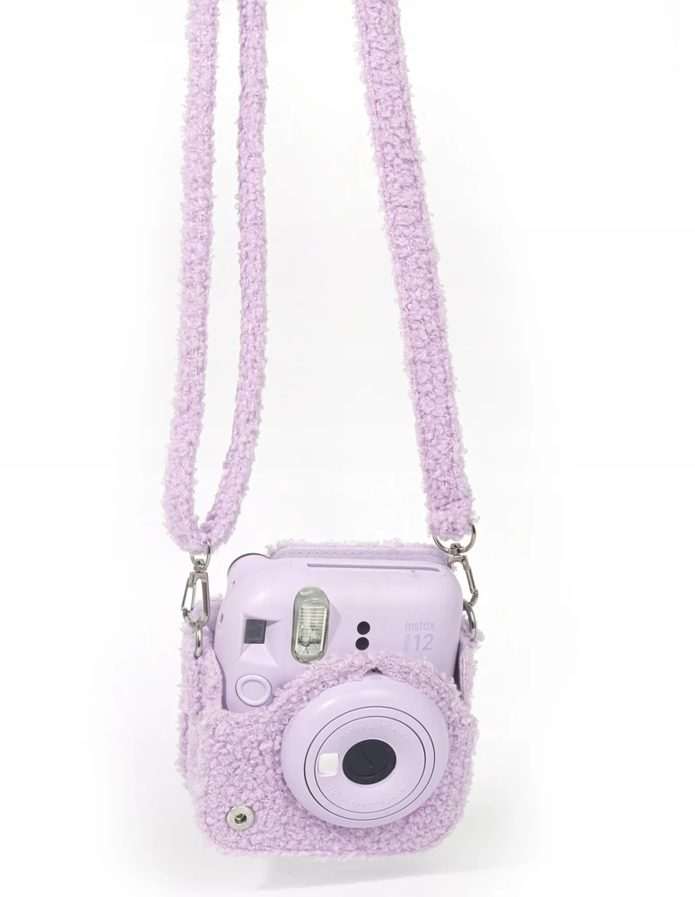 „LoveInstant“ dėklas, skirtas „Fujifilm Fuji Instax Mini 12“ / pliušinis kačiukas / violetinė spalva